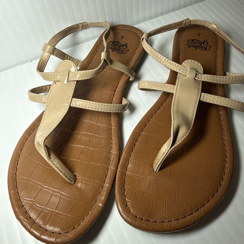 Faded Glory Sling Backs Tan Patent Leather sz8